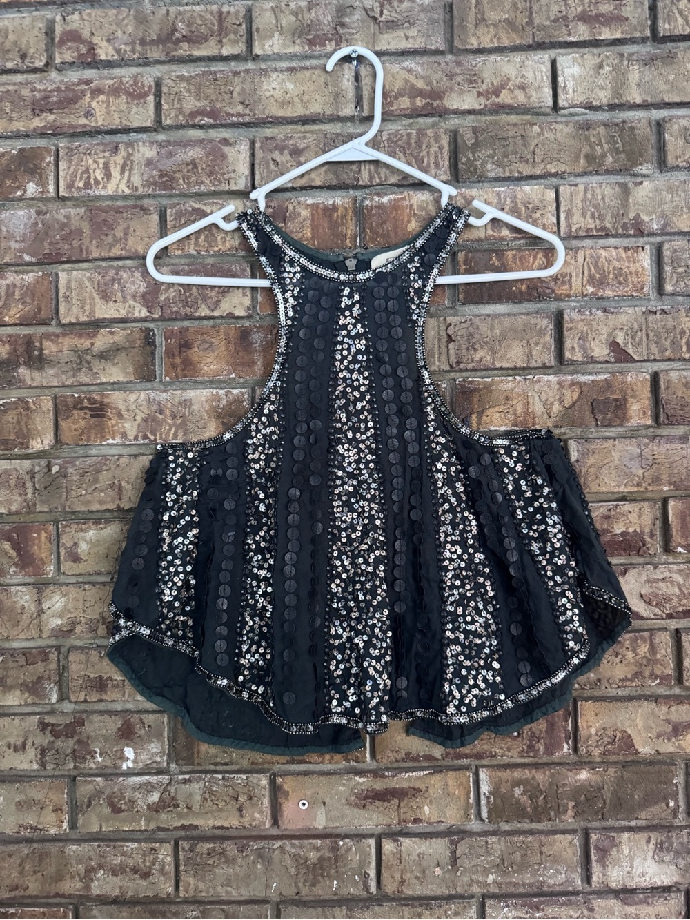 Vintage Y2K beaded urban outfitters Pins & Needles grey Sequin Halter Tank Top